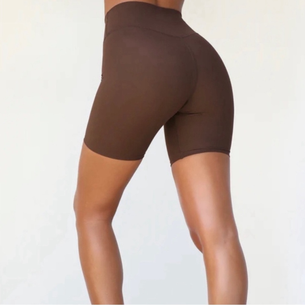 Joah Brown Sueded Umber Biker Shorts